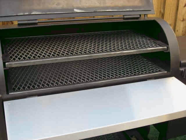 two slide out cook grates in model 1628 smoker pit